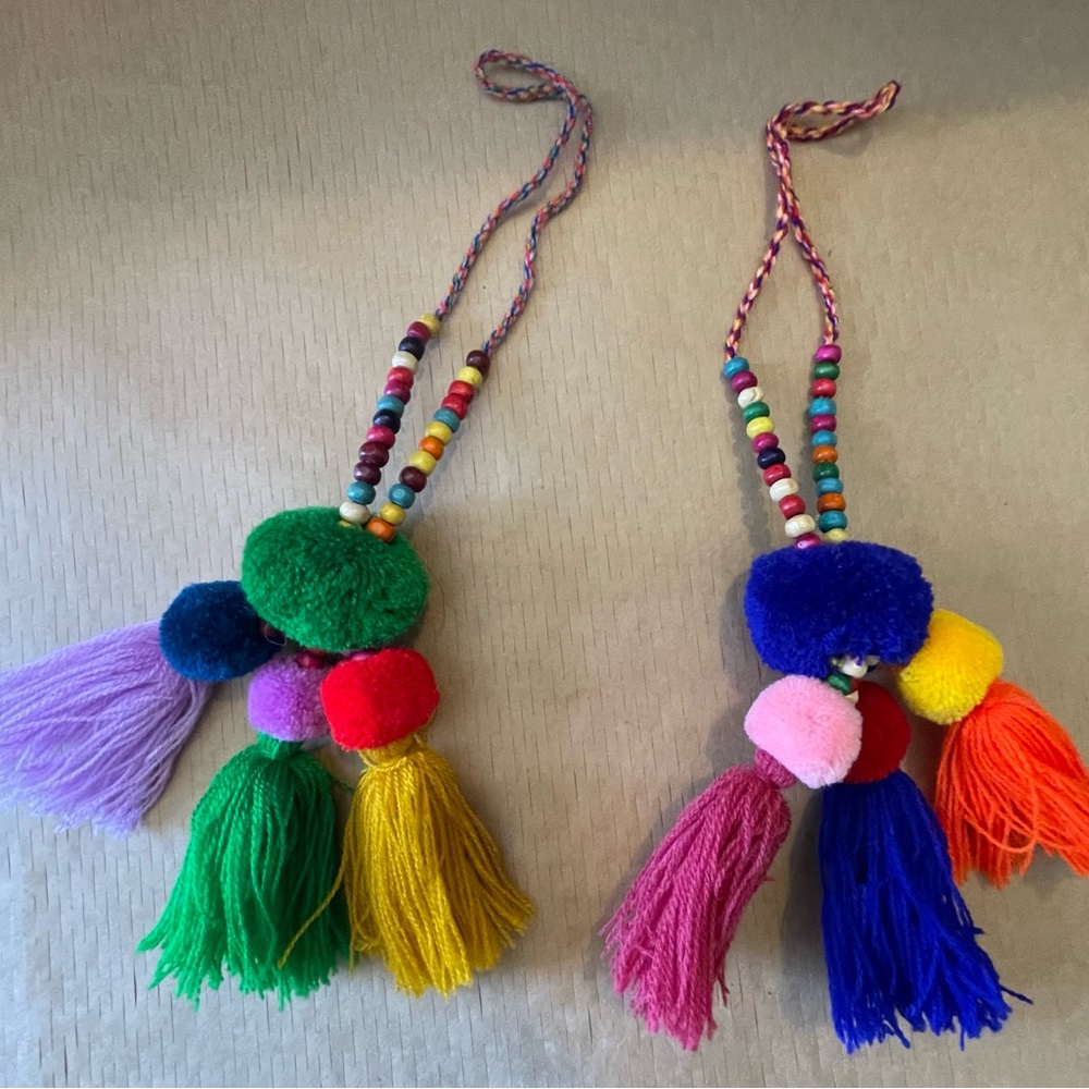 Set of 2, Pom Pom Tassel Bag Pendant,Charm,Keyring,for Women Purse Handbag Decor